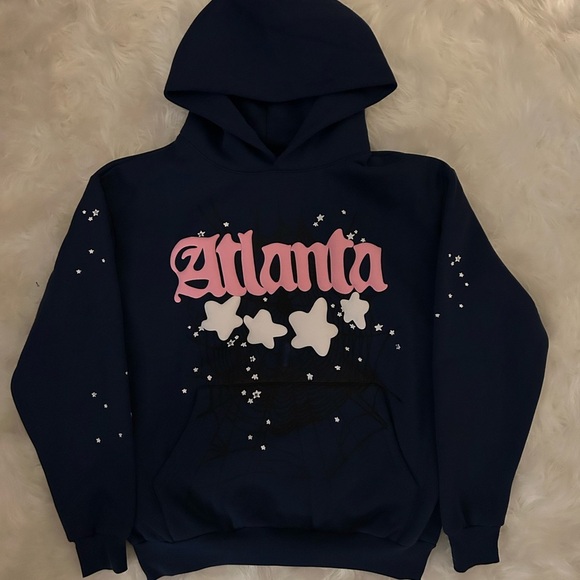Other - Sp5der Worldwide Navy and Pink Atlanta Web Hoodie | Size Medium